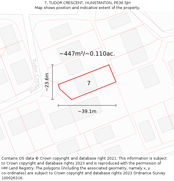 7, TUDOR CRESCENT, HUNSTANTON, PE36 5JH: Plot and title map