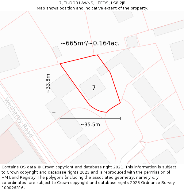 7, TUDOR LAWNS, LEEDS, LS8 2JR: Plot and title map