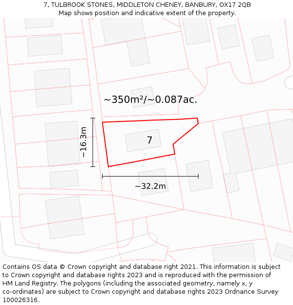 7, TULBROOK STONES, MIDDLETON CHENEY, BANBURY, OX17 2QB: Plot and title map