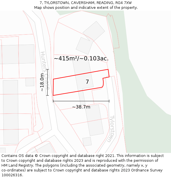 7, TYLORSTOWN, CAVERSHAM, READING, RG4 7XW: Plot and title map