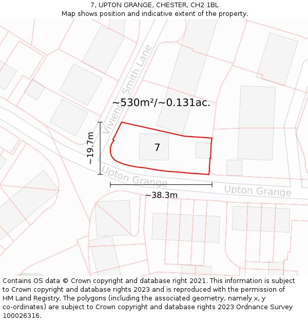 7, UPTON GRANGE, CHESTER, CH2 1BL: Plot and title map