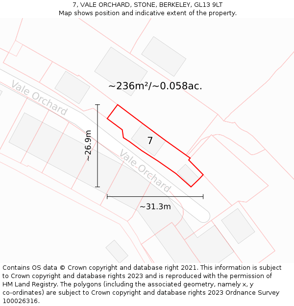 7, VALE ORCHARD, STONE, BERKELEY, GL13 9LT: Plot and title map