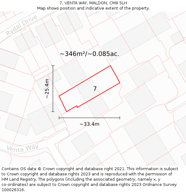7, VENTA WAY, MALDON, CM9 5LH: Plot and title map