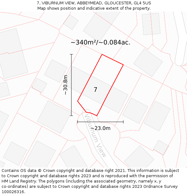 7, VIBURNUM VIEW, ABBEYMEAD, GLOUCESTER, GL4 5US: Plot and title map