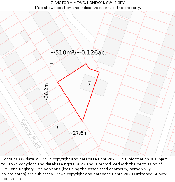 7, VICTORIA MEWS, LONDON, SW18 3PY: Plot and title map