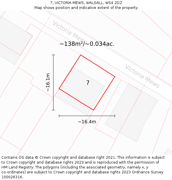 7, VICTORIA MEWS, WALSALL, WS4 2DZ: Plot and title map