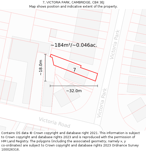 7, VICTORIA PARK, CAMBRIDGE, CB4 3EJ: Plot and title map