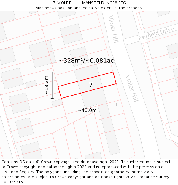 7, VIOLET HILL, MANSFIELD, NG18 3EG: Plot and title map