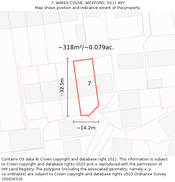 7, WAKES COLNE, WICKFORD, SS11 8XY: Plot and title map