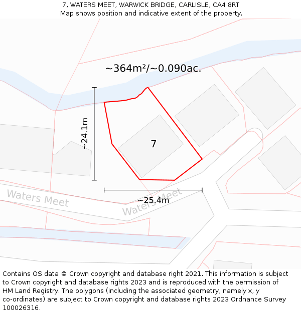 7, WATERS MEET, WARWICK BRIDGE, CARLISLE, CA4 8RT: Plot and title map