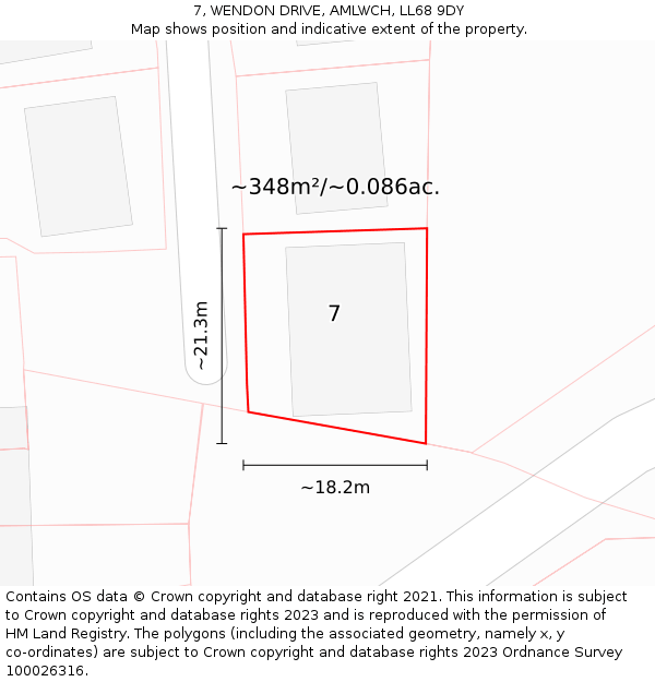 7, WENDON DRIVE, AMLWCH, LL68 9DY: Plot and title map