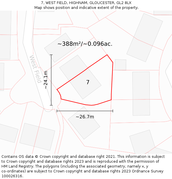 7, WEST FIELD, HIGHNAM, GLOUCESTER, GL2 8LX: Plot and title map