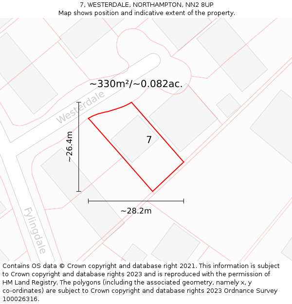 7, WESTERDALE, NORTHAMPTON, NN2 8UP: Plot and title map