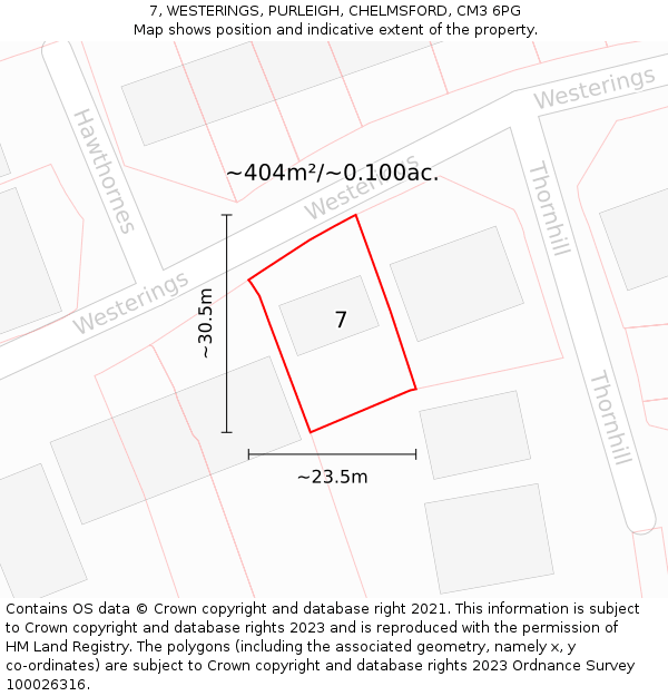 7, WESTERINGS, PURLEIGH, CHELMSFORD, CM3 6PG: Plot and title map