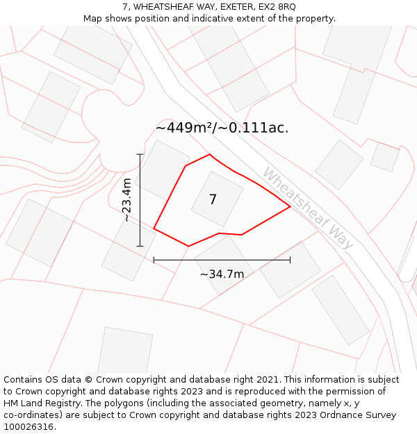 7, WHEATSHEAF WAY, EXETER, EX2 8RQ: Plot and title map