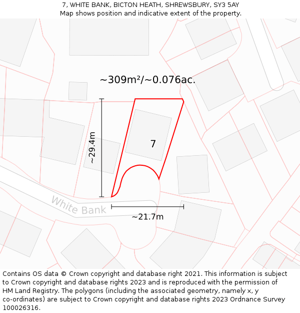 7, WHITE BANK, BICTON HEATH, SHREWSBURY, SY3 5AY: Plot and title map