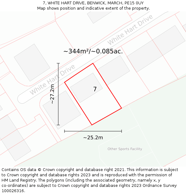 7, WHITE HART DRIVE, BENWICK, MARCH, PE15 0UY: Plot and title map