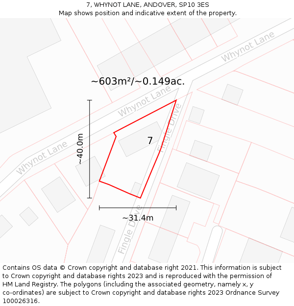 7, WHYNOT LANE, ANDOVER, SP10 3ES: Plot and title map