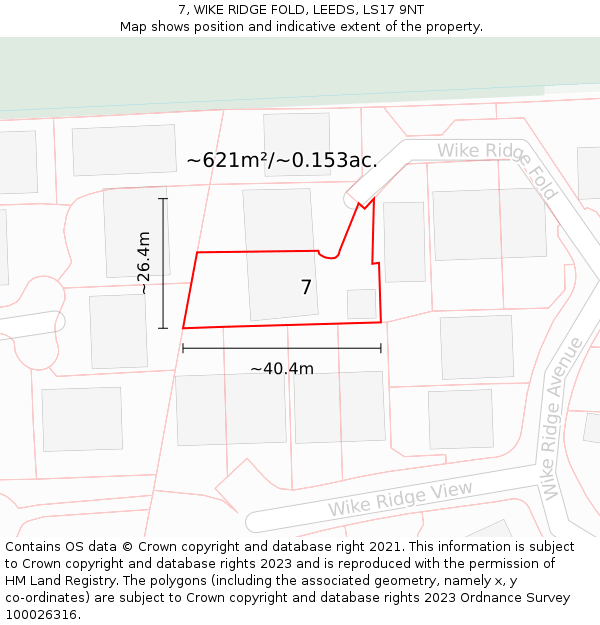 7, WIKE RIDGE FOLD, LEEDS, LS17 9NT: Plot and title map