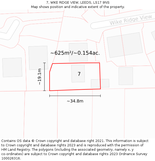 7, WIKE RIDGE VIEW, LEEDS, LS17 9NS: Plot and title map