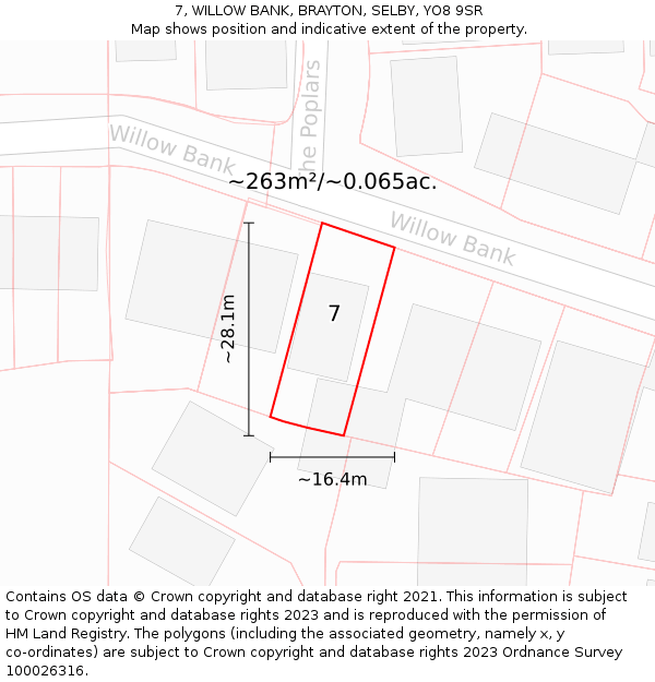 7, WILLOW BANK, BRAYTON, SELBY, YO8 9SR: Plot and title map