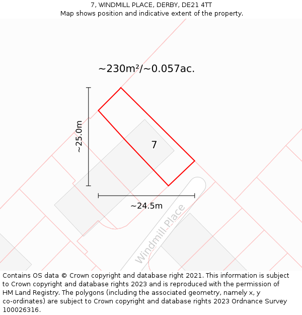 7, WINDMILL PLACE, DERBY, DE21 4TT: Plot and title map