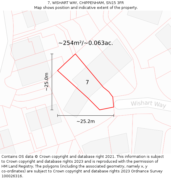 7, WISHART WAY, CHIPPENHAM, SN15 3FR: Plot and title map