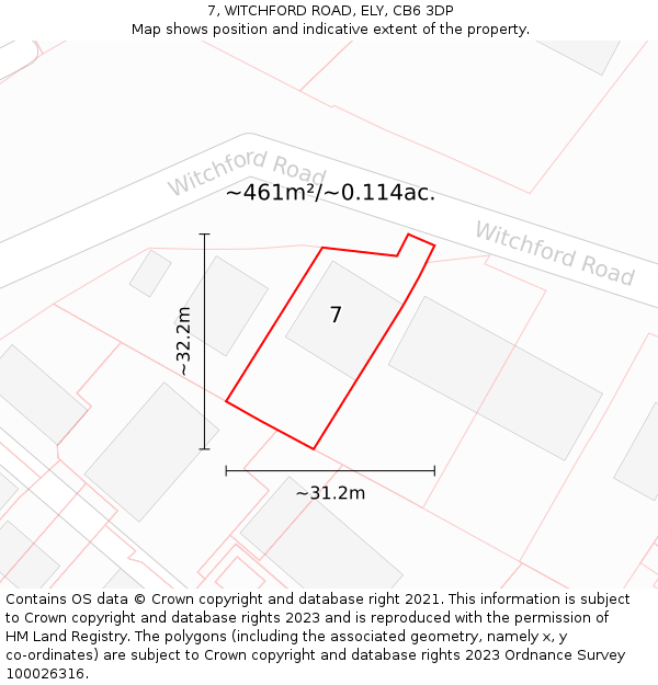 7, WITCHFORD ROAD, ELY, CB6 3DP: Plot and title map