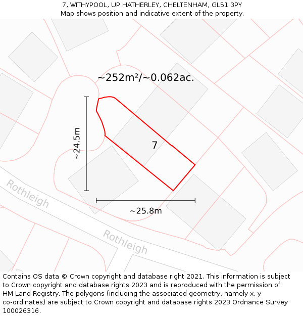 7, WITHYPOOL, UP HATHERLEY, CHELTENHAM, GL51 3PY: Plot and title map