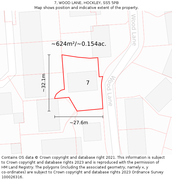 7, WOOD LANE, HOCKLEY, SS5 5PB: Plot and title map