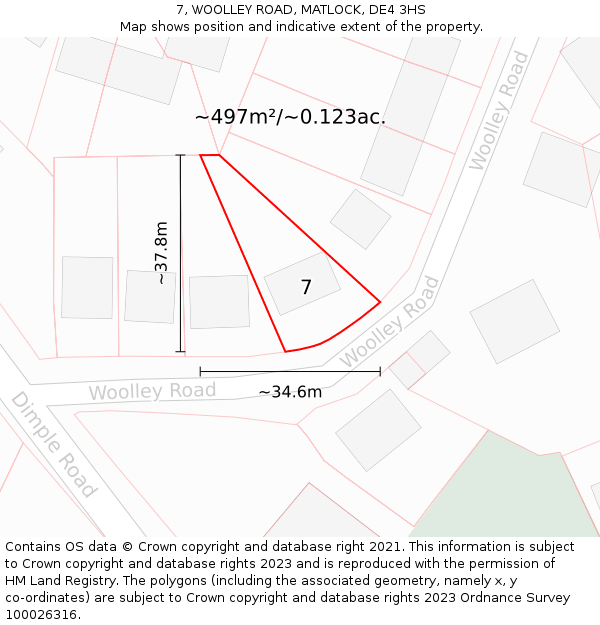 7, WOOLLEY ROAD, MATLOCK, DE4 3HS: Plot and title map