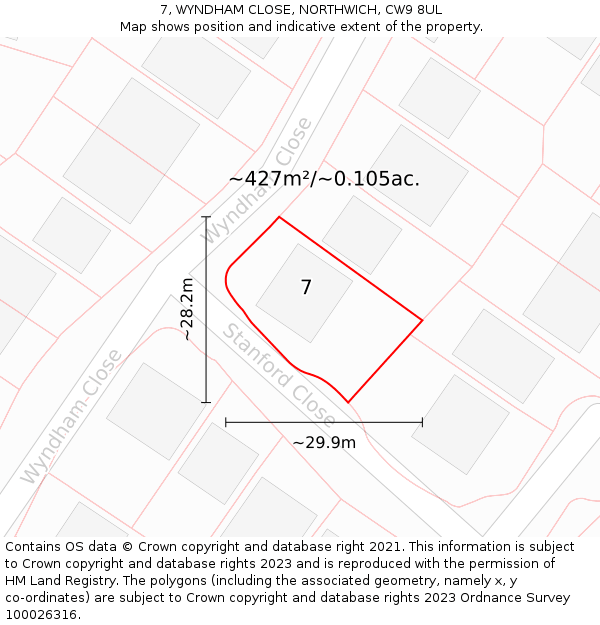 7, WYNDHAM CLOSE, NORTHWICH, CW9 8UL: Plot and title map