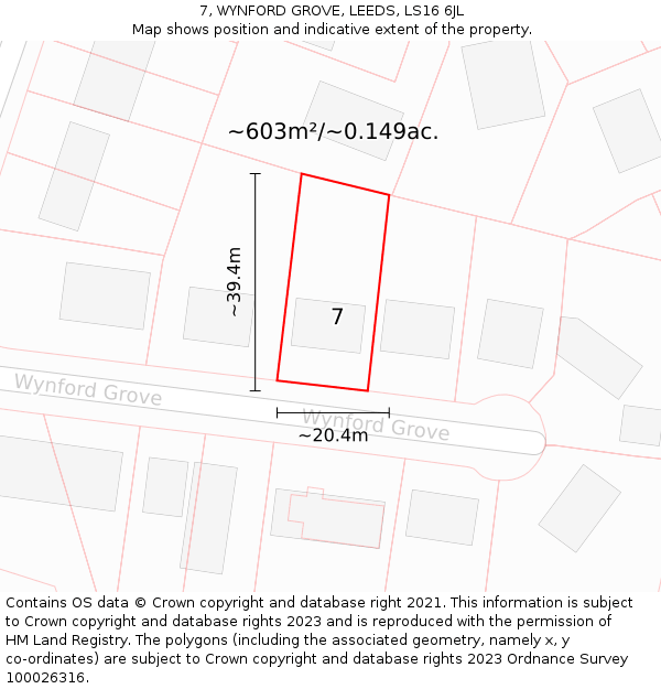 7, WYNFORD GROVE, LEEDS, LS16 6JL: Plot and title map
