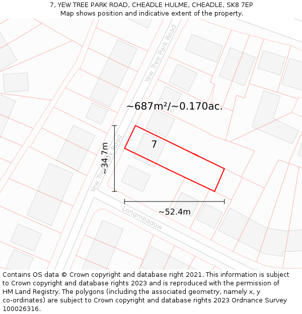 7, YEW TREE PARK ROAD, CHEADLE HULME, CHEADLE, SK8 7EP: Plot and title map