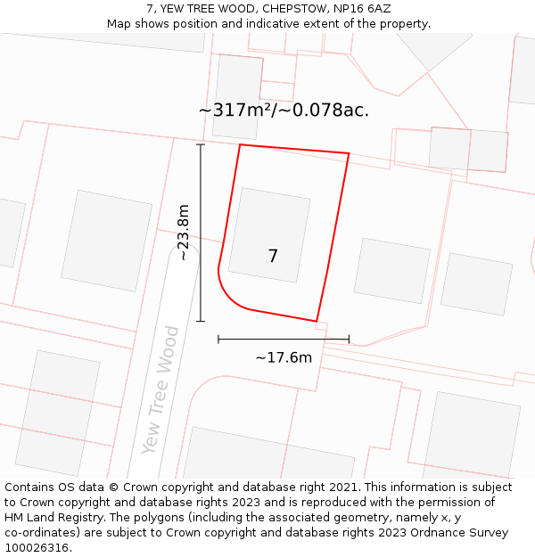 7, YEW TREE WOOD, CHEPSTOW, NP16 6AZ: Plot and title map