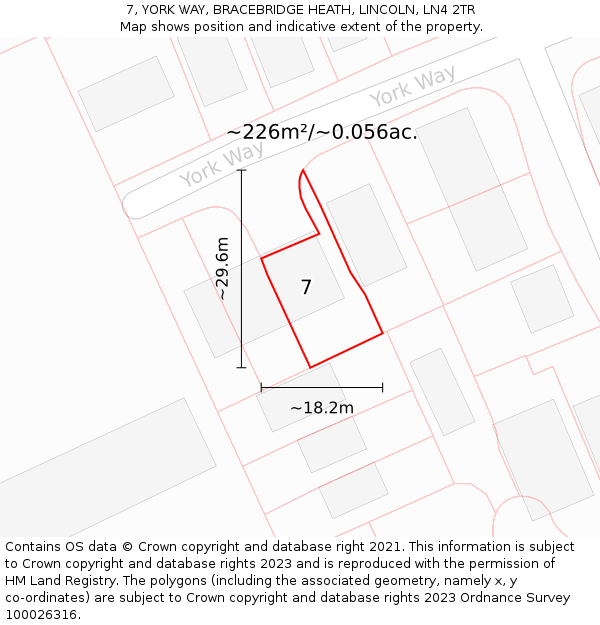 7, YORK WAY, BRACEBRIDGE HEATH, LINCOLN, LN4 2TR: Plot and title map