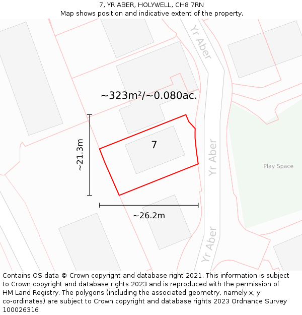7, YR ABER, HOLYWELL, CH8 7RN: Plot and title map