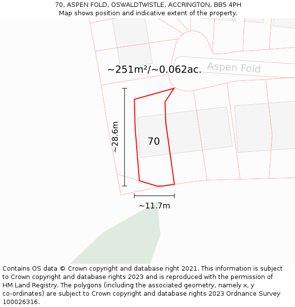 70, ASPEN FOLD, OSWALDTWISTLE, ACCRINGTON, BB5 4PH: Plot and title map