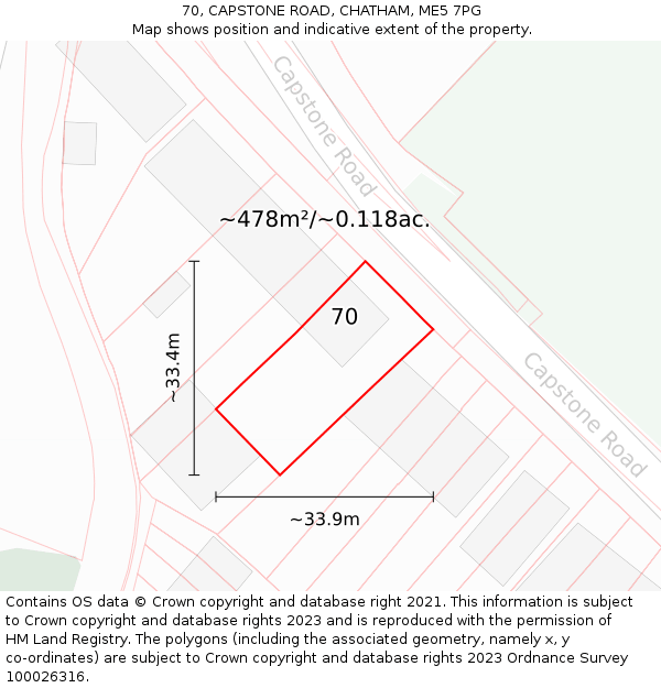 70, CAPSTONE ROAD, CHATHAM, ME5 7PG: Plot and title map