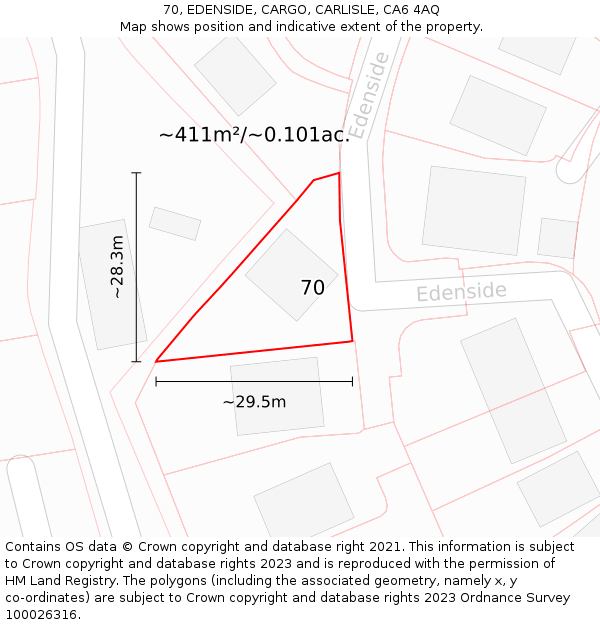 70, EDENSIDE, CARGO, CARLISLE, CA6 4AQ: Plot and title map