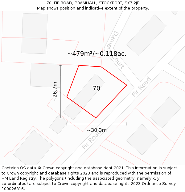 70, FIR ROAD, BRAMHALL, STOCKPORT, SK7 2JF: Plot and title map