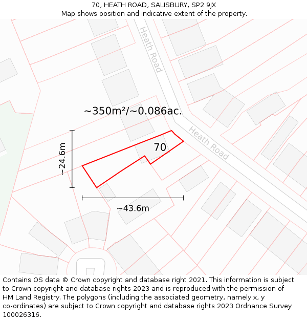 70, HEATH ROAD, SALISBURY, SP2 9JX: Plot and title map