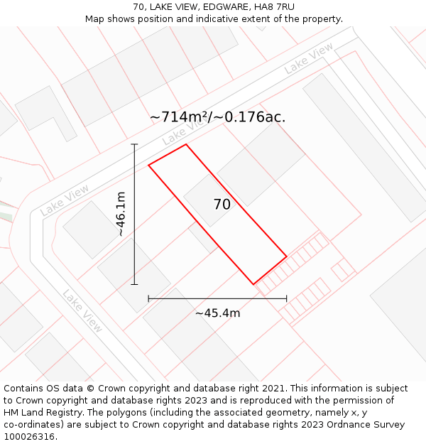 70, LAKE VIEW, EDGWARE, HA8 7RU: Plot and title map