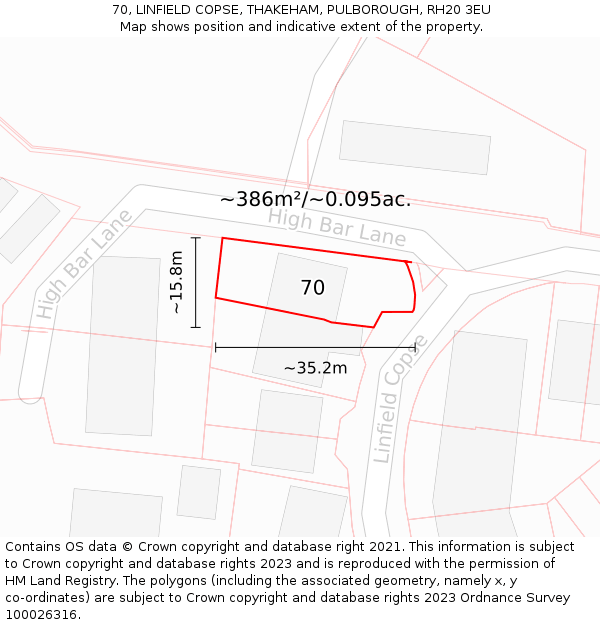 70, LINFIELD COPSE, THAKEHAM, PULBOROUGH, RH20 3EU: Plot and title map