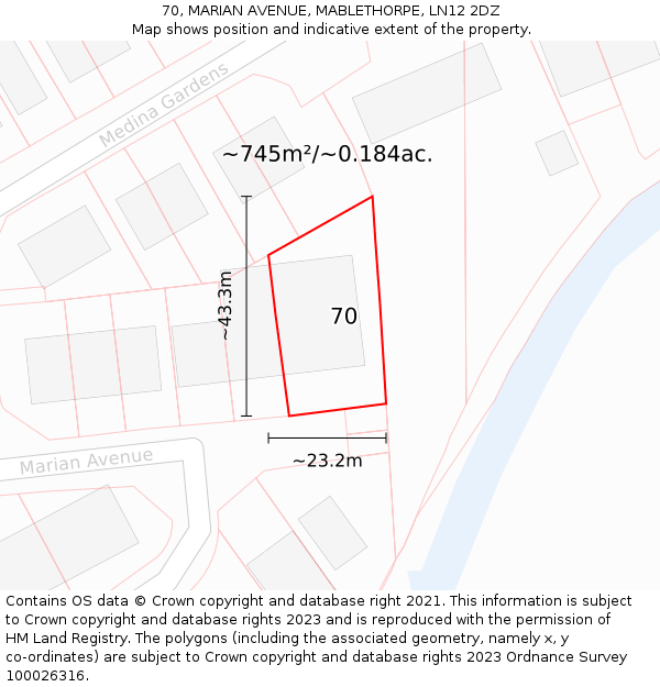 70, MARIAN AVENUE, MABLETHORPE, LN12 2DZ: Plot and title map