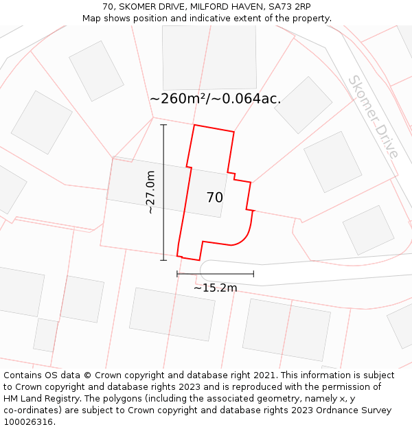 70, SKOMER DRIVE, MILFORD HAVEN, SA73 2RP: Plot and title map