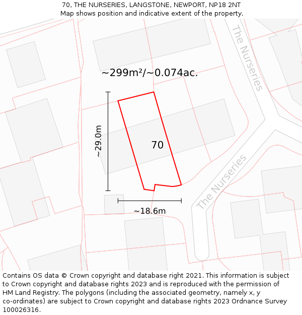70, THE NURSERIES, LANGSTONE, NEWPORT, NP18 2NT: Plot and title map