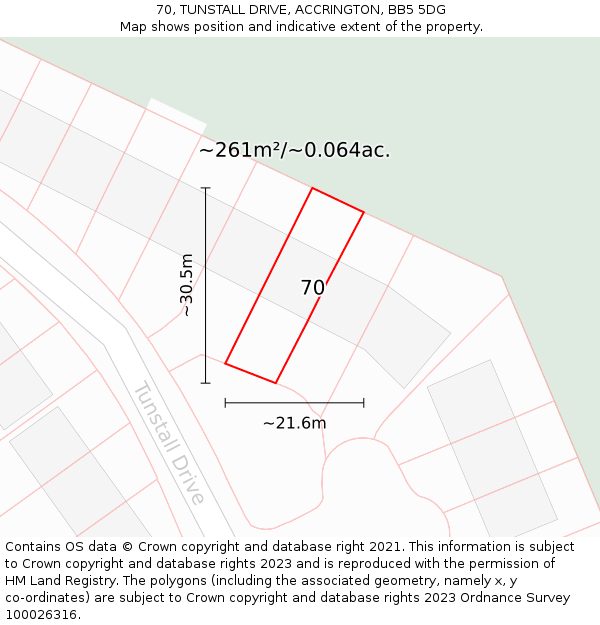 70, TUNSTALL DRIVE, ACCRINGTON, BB5 5DG: Plot and title map