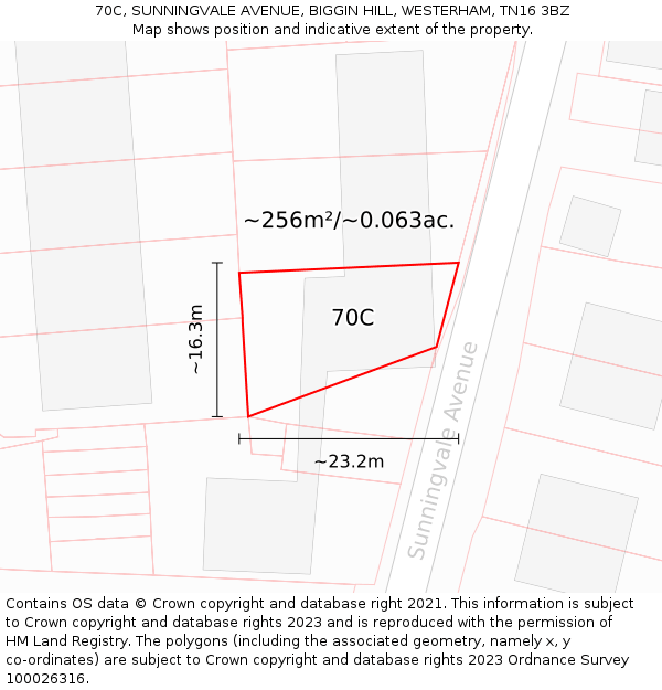 70C, SUNNINGVALE AVENUE, BIGGIN HILL, WESTERHAM, TN16 3BZ: Plot and title map