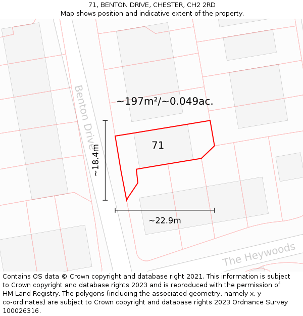 71, BENTON DRIVE, CHESTER, CH2 2RD: Plot and title map